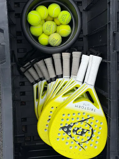 Padel rackets available to borrow free of charge
